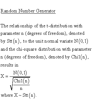 Statistical Distributions - Student t Distribution - Pseudo Random NumberGenerator