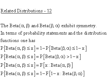 Continuous Distributions - Beta Distribution - Related Distributions 12 -
Symmetry