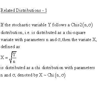 Continuous Distributions - Chi Distribution - Related Distributions 1 -
Chi Distribution versus Chi Square Distribution