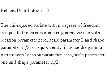 Continuous Distributions - Chi Square 1 Distribution - Related
Distributions 2 - Chi Square 1-Parameter Distribution versus Gamma 3-Parameter
Distribution