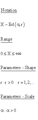 Erlang Distribution - Notation - Range - Parameters
