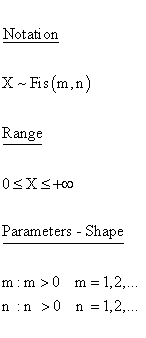 Fisher Distribution - Notation - Range - Parameters