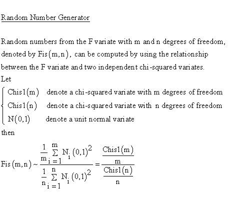 Continuous Distributions - Fisher F-Distribution - Random Number
Generator