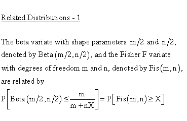 Statistical Distributions - Fisher F-Distribution - Related Distributions1 - Fisher F-Distribution versus Beta Distribution