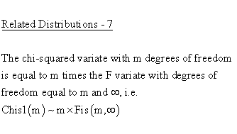 Continuous Distributions - Fisher F-Distribution - Related Distributions
7 - Fisher F-Distribution versus Chi Square 1-Parameter Distribution