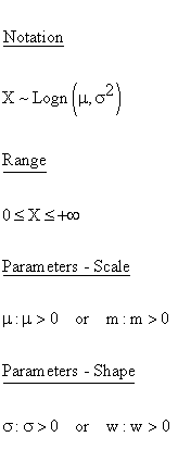 Lognormal Distribution - Notation - Range - Parameters