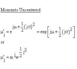 Statistical Distributions - Lognormal Distribution - Uncentered Descriptive Statistics - Moments