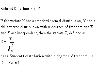 Continuous Distributions - Normal Distribution - Related Distributions 4
- Normal Distribution versus Chi Square 1-Parameter and t-Dsitribution
