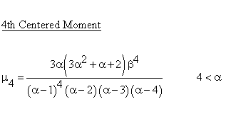 Statistical Distributions - Pareto Distribution - Fourth Centered Moment