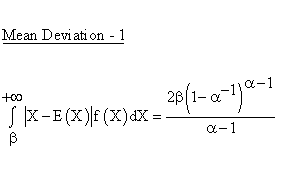 Continuous Distributions - Pareto Distribution - Mean Deviation 1