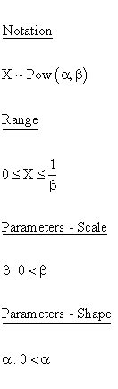 Statistical Distributions - Power Distribution - Parameters