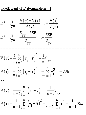 Descriptive Statistics - Simple Linear Regression - Determination Coefficient - Coefficient of Determination - 1
