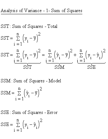 Descriptive Statistics - Simple Linear Regression - Analysis of Variance (ANOVA) - Sum of Squares