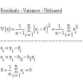 Descriptive Statistics - Simple Linear Regression - Residuals - Variance Unbiased