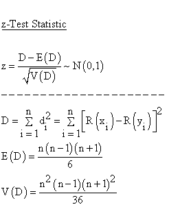 Descriptive Statistics - Spearman Rank Order Correlation - z Test Statistic