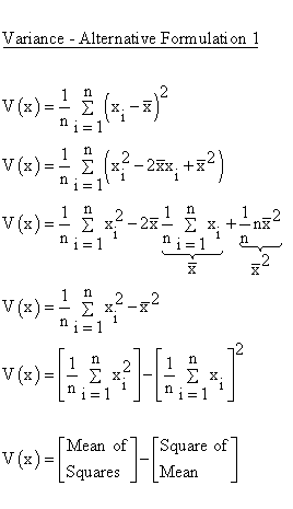 Descriptive Statistics - Variability - Variance - Alternative