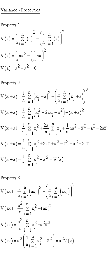 Descriptive Statistics - Variability - Variance - Properties