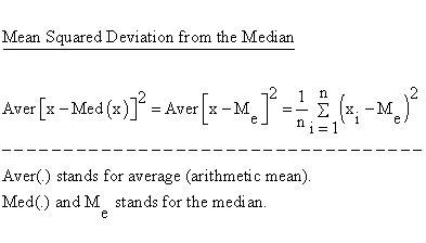 Descriptive Statistics - Variability - Mean Squared Deviation - Mean Squared Deviation from the Median