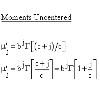 Continuous Distributions - Weibull Distribution - Uncentered Moments