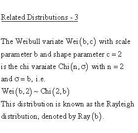 Continuous Distributions - Weibull Distribution - Related Distributions 3- Weibull Distribution versus Chi and Rayleigh Distribution